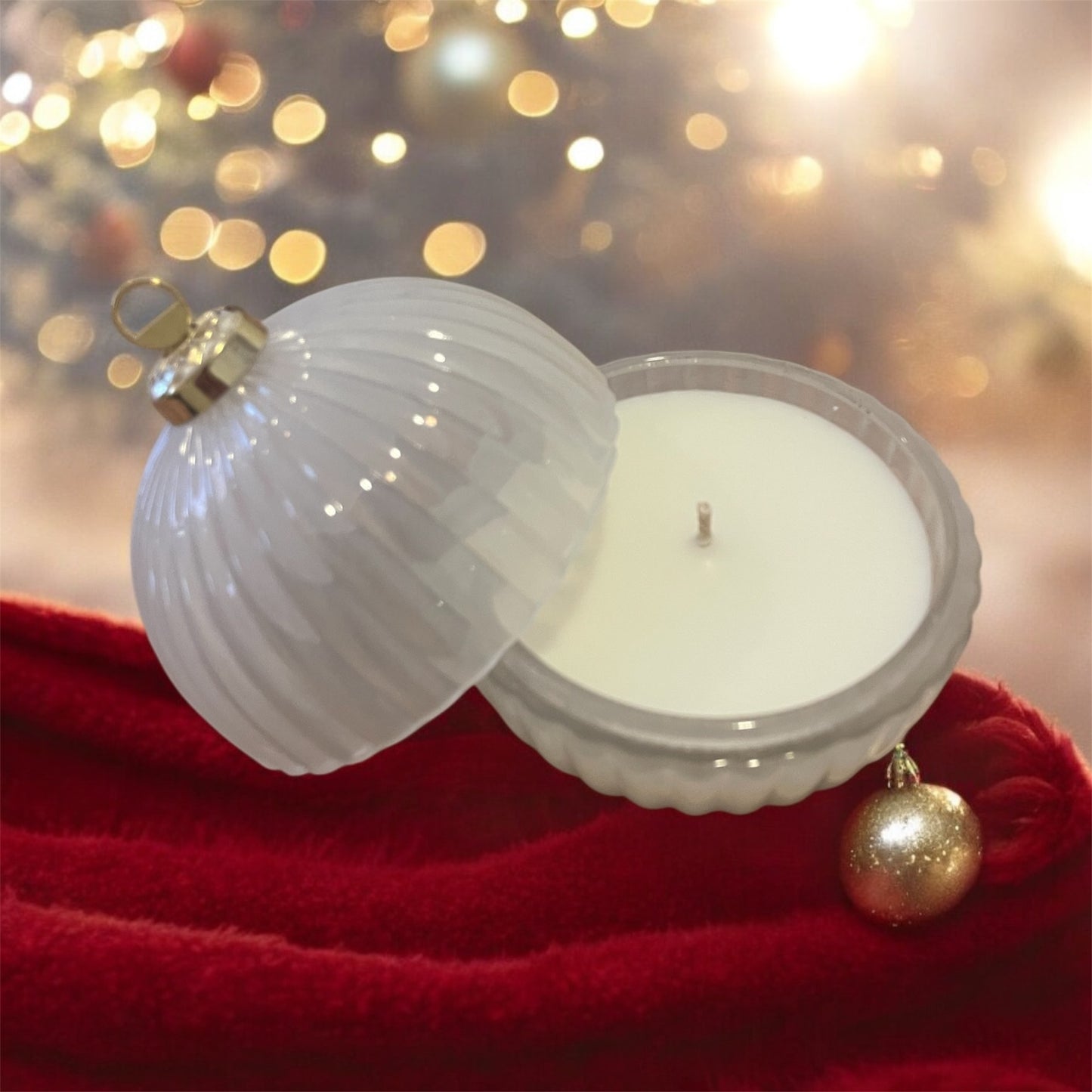 Christmas bauble candle white 200ml