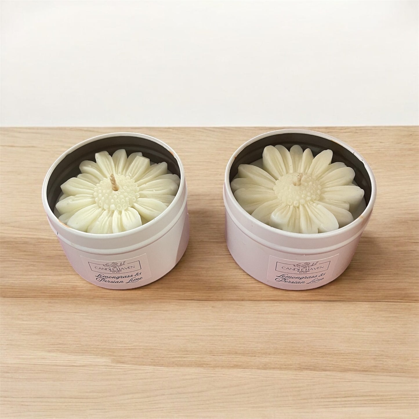 2x available - 120ML tin candles - Lemongrass & Persian lime - marked tins