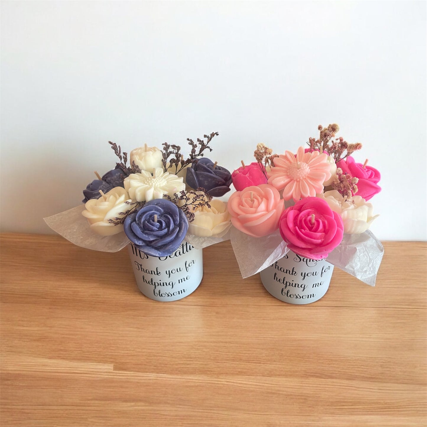 Small Personalised flower candle bouquets