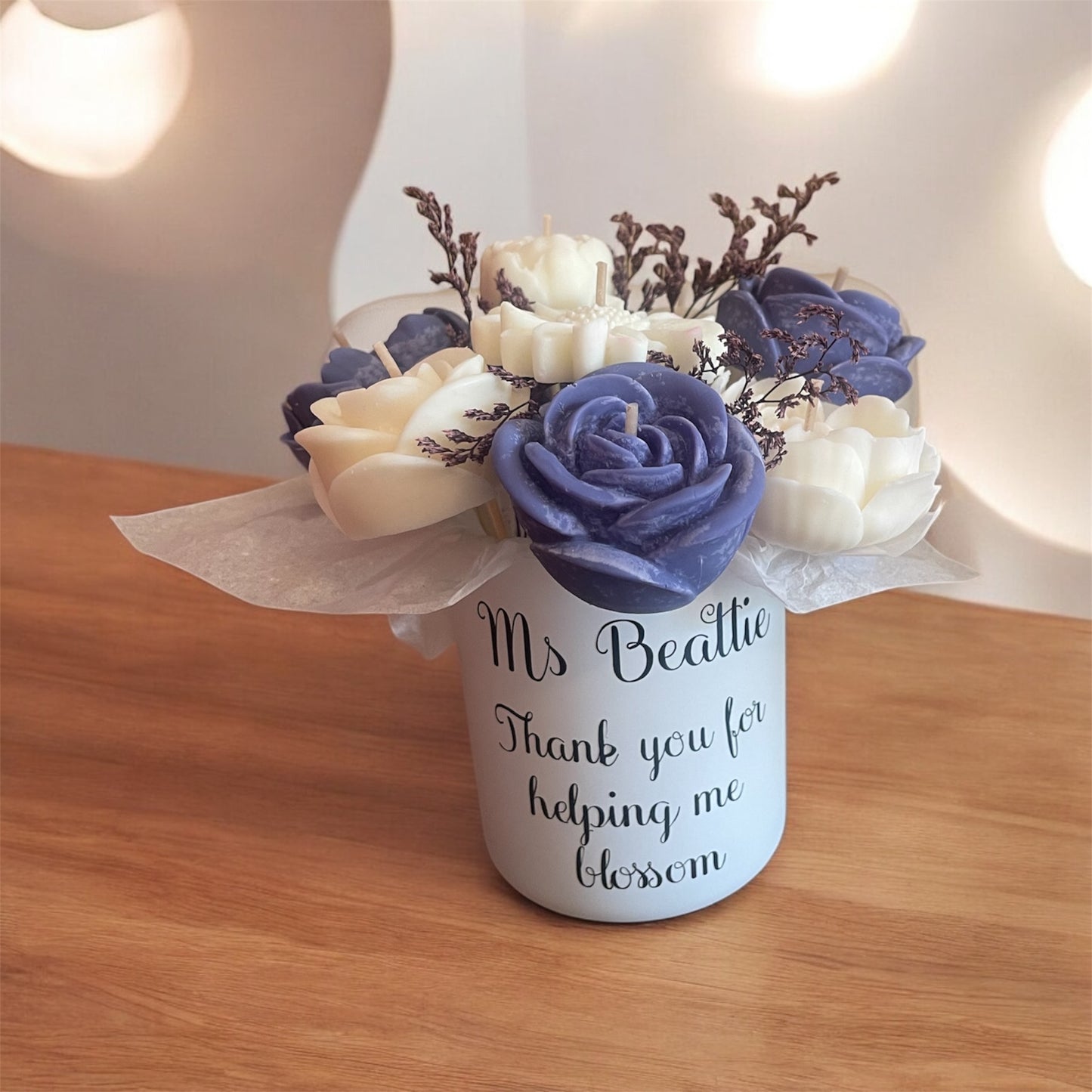 Small Personalised flower candle bouquets
