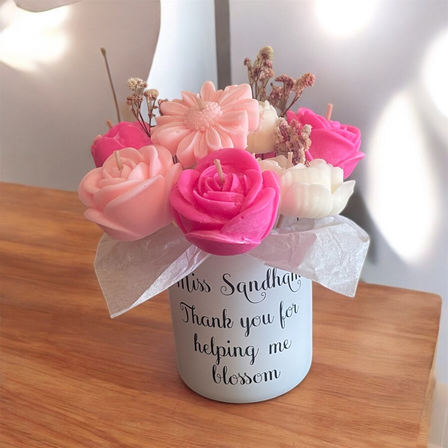 Small Personalised flower candle bouquets