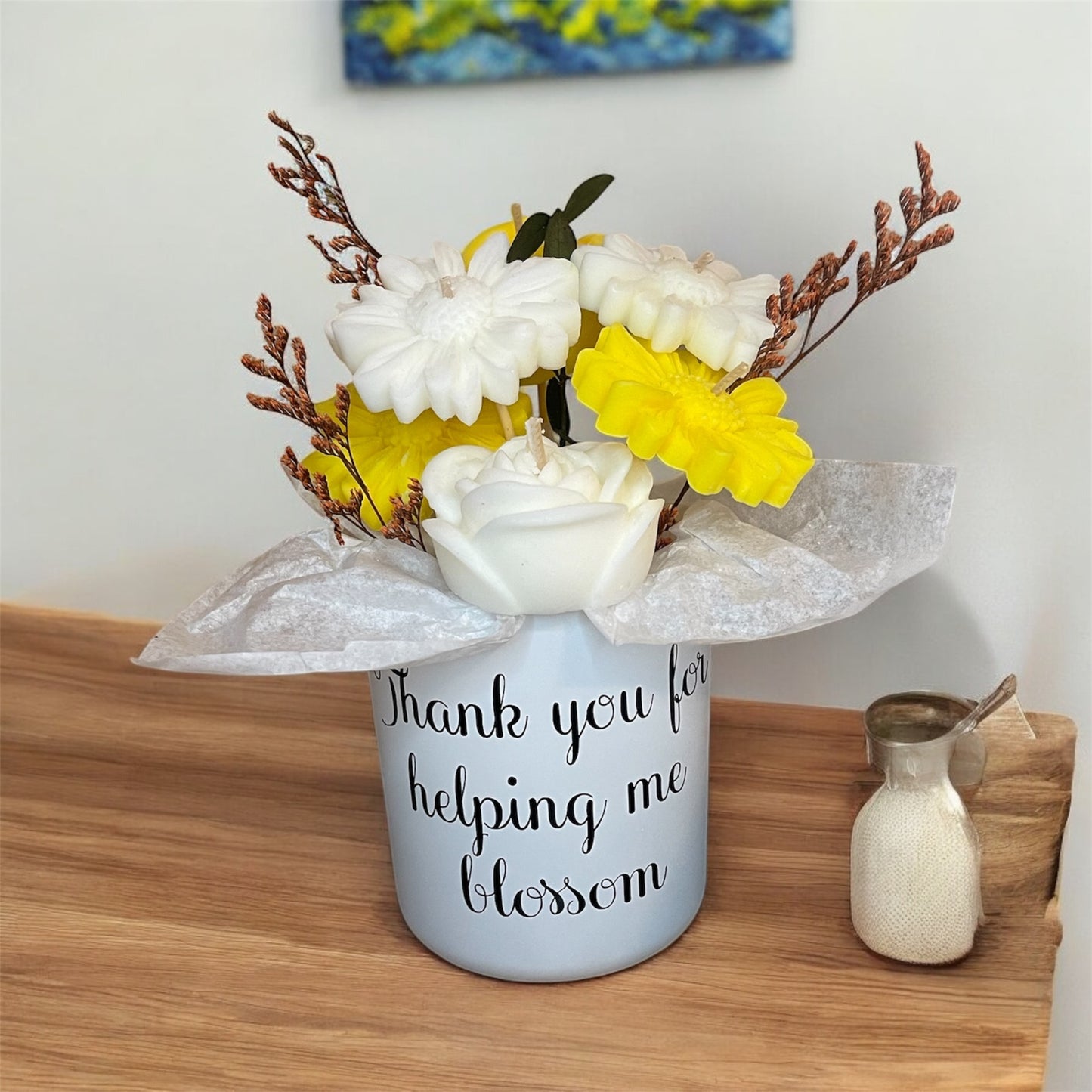 Small Personalised flower candle bouquets